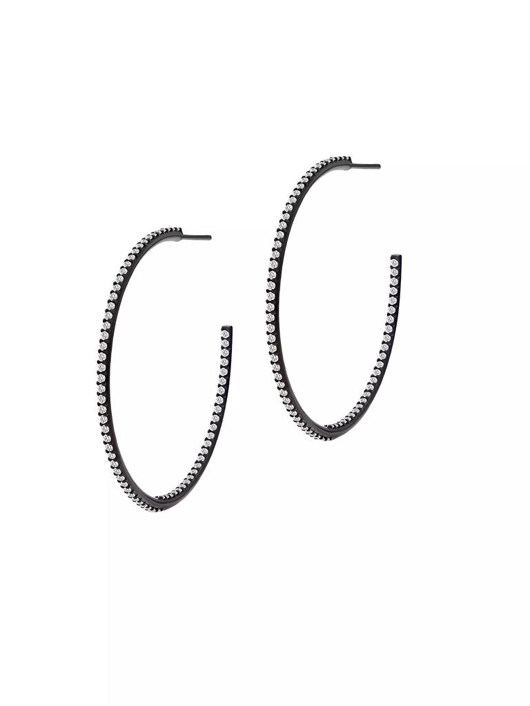 Sheryl Lowe Black-Rhodium-Plated & 1.41 TCW Diamond Inside-Out Hoop Earrings