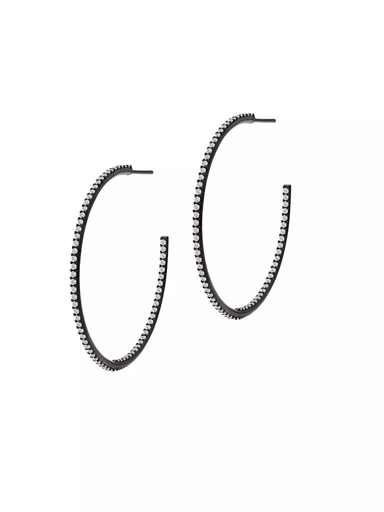 Sheryl Lowe Black-Rhodium-Plated & 1.41 TCW Diamond Inside-Out Hoop Earrings 1