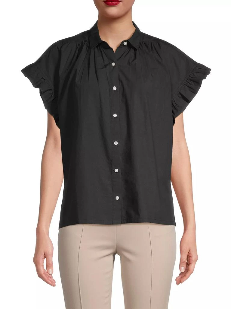 Birds of Paradis Marianne B Ruffled Cotton Button-Front Shirt 3