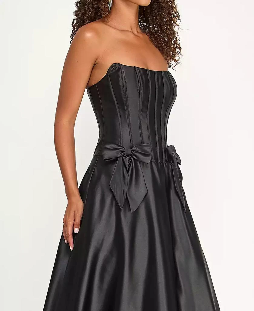 B Darlin Juniors' Bow Detail Strapless Gown - Black - Size 13/14
