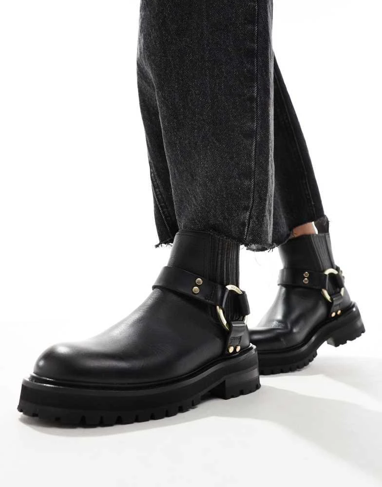 ALL SAINTS AllSaints Maddie leather harness biker boots in black 4