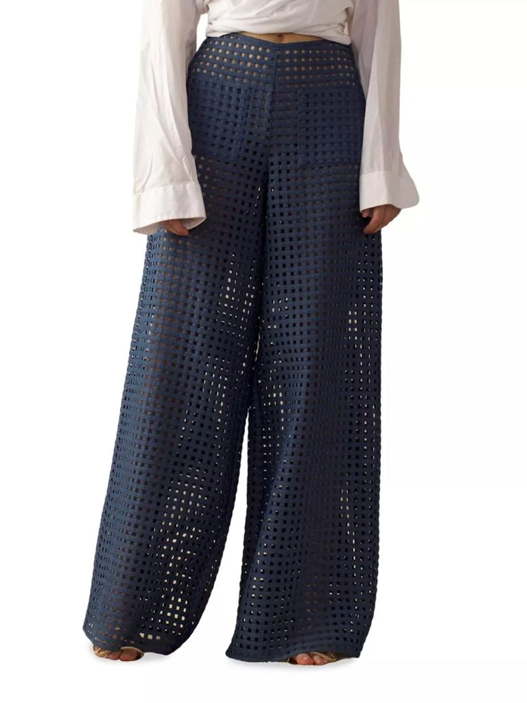Cynthia Rowley Lattice Linen Wide-Leg Pants 1