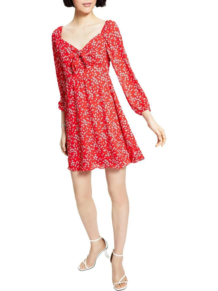 Bar III Womens Tie Front Smocked Fit & Flare Dress 1