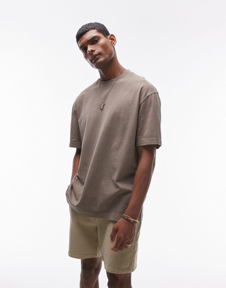 Topman Topman oversized t-shirt in washed khaki