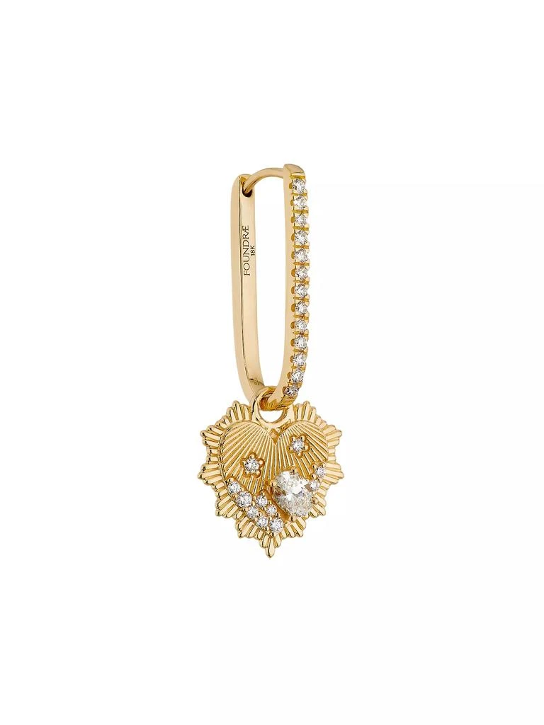 Foundrae Heart 18K Yellow Gold & 0.35 TCW Diamond Single Fob Earring 1