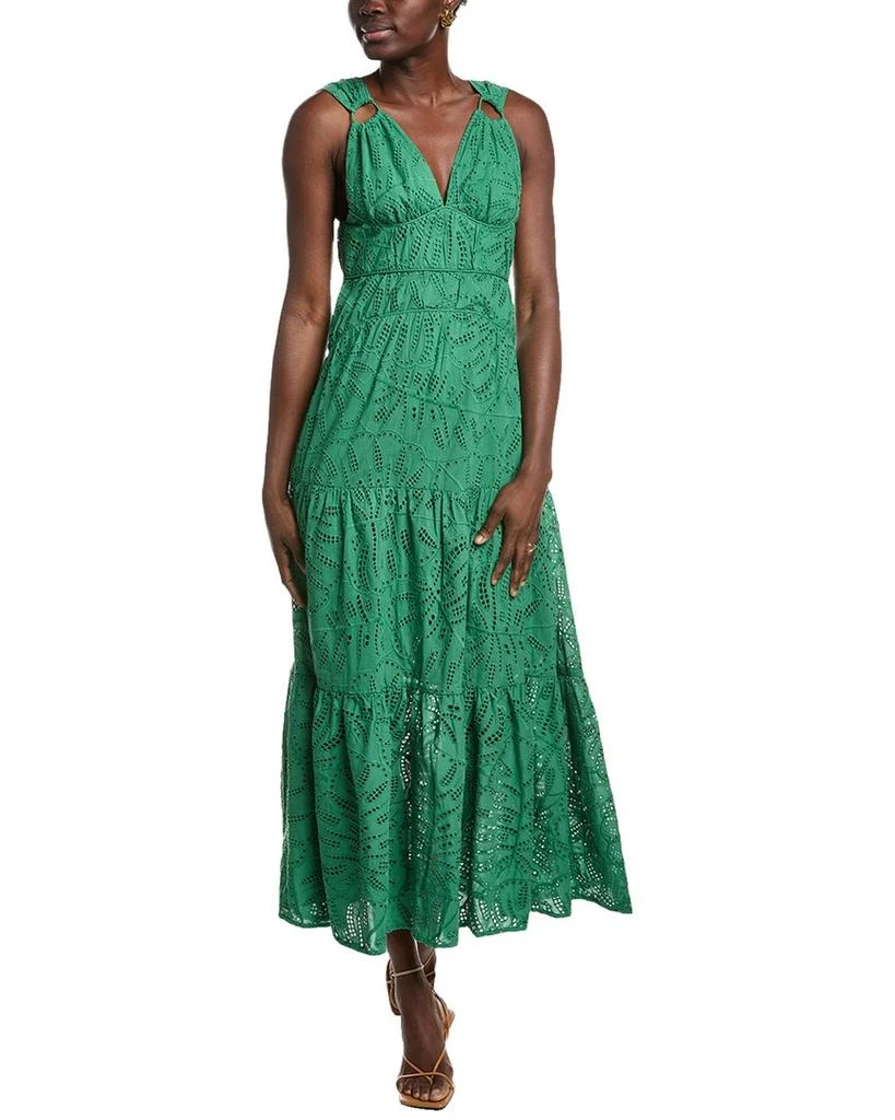 white christmas dresses Green Monstera Corset Eyelet Maxi Dress – FARM Rio