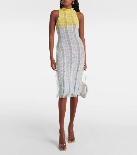 self portrait mushroom ribbed knit dress Self-Portrait