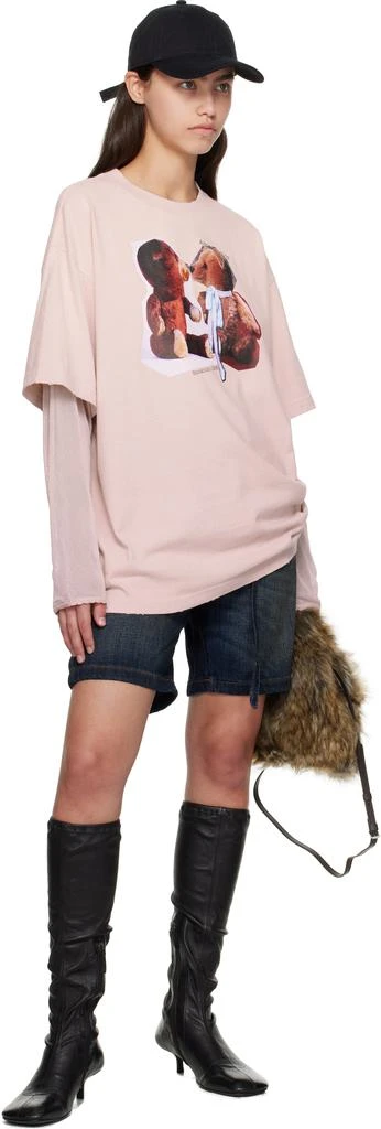 Acne Studios Pink Layered Print T-shirt 4