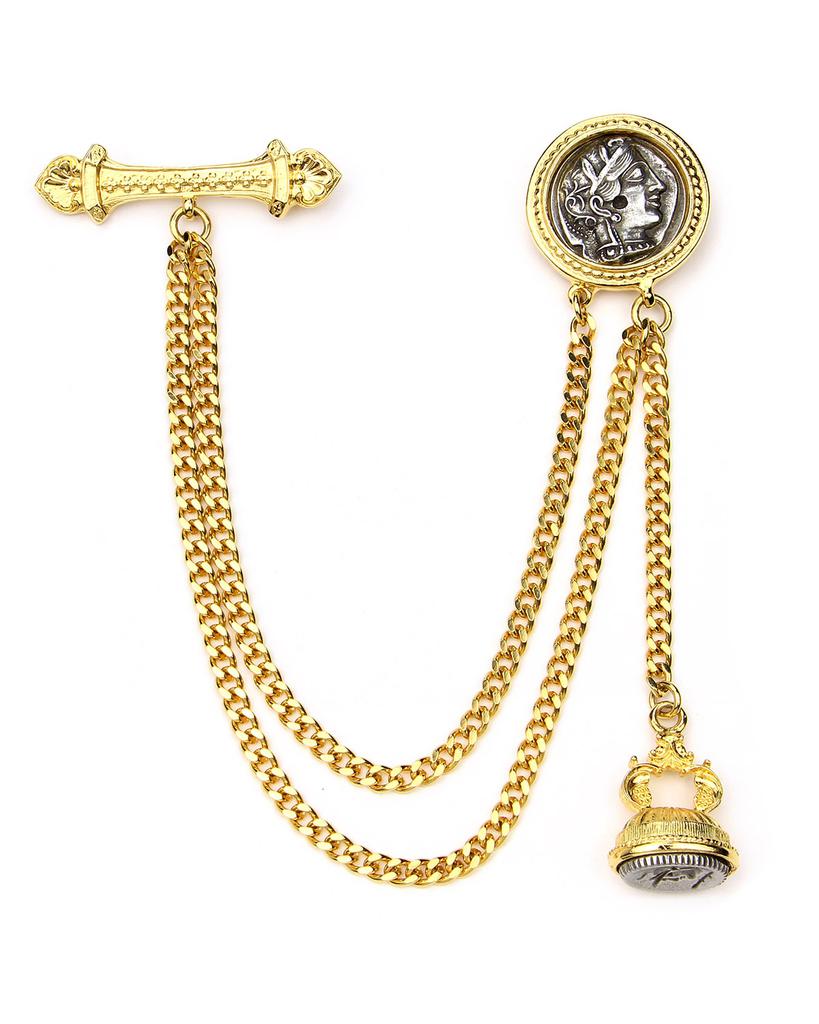 BEN-AMUN Double Chain Coin Brooch