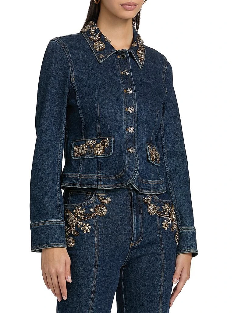 Cinq à Sept Reve Crystal Ivy-Embellished Denim Button-Front Jacket 4