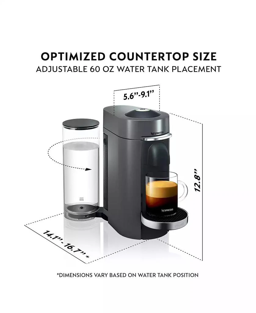 Nespresso Vertuo Plus Deluxe Coffee and Espresso Machine by De'Longhi in Titan 6