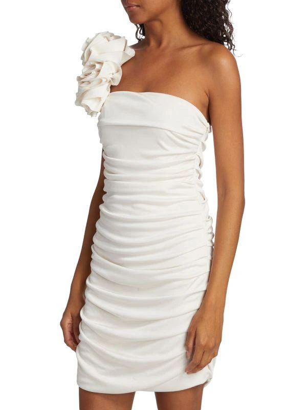 Monique Lhuillier Farren Ruffle One-Shoulder Minidress 3