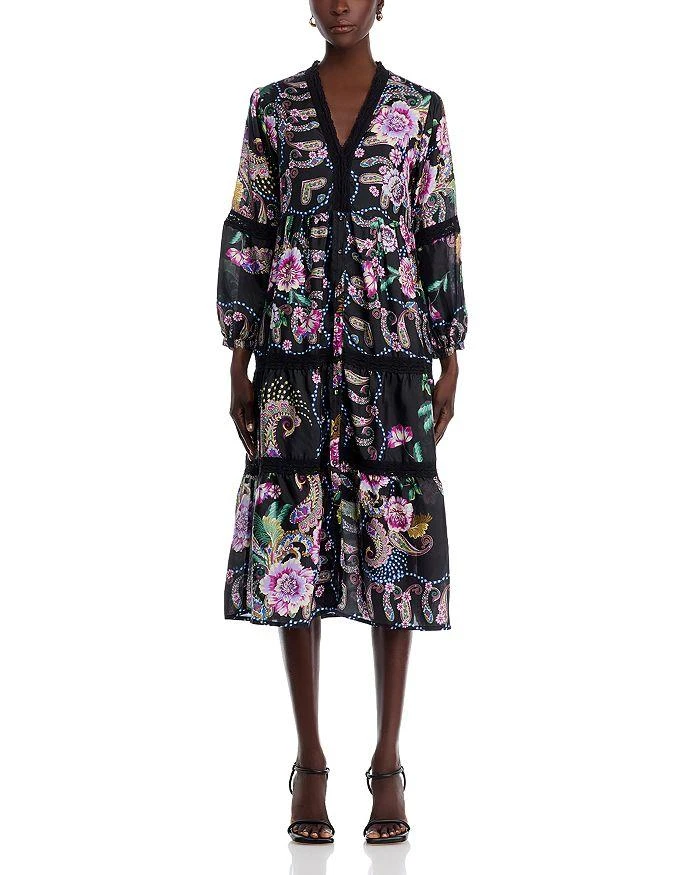 Johnny Was Leda Lace Trim Silk Dress 7