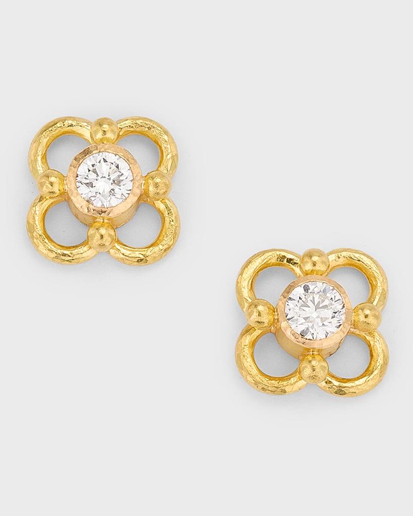 Elizabeth Locke 19K Round 4mm Diamond Stud Earrings with Wire Arches