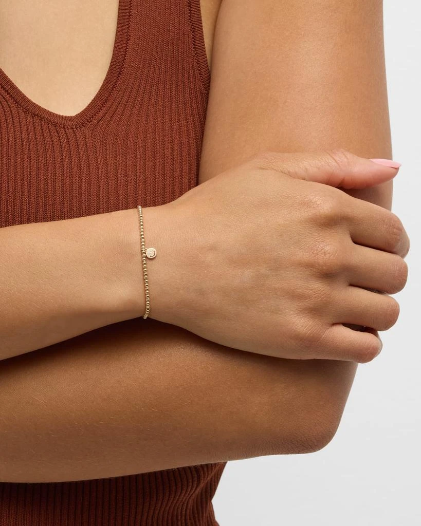 Sydney Evan 2mm Gold Bead Diamond Happy Face Charm Bracelet 2