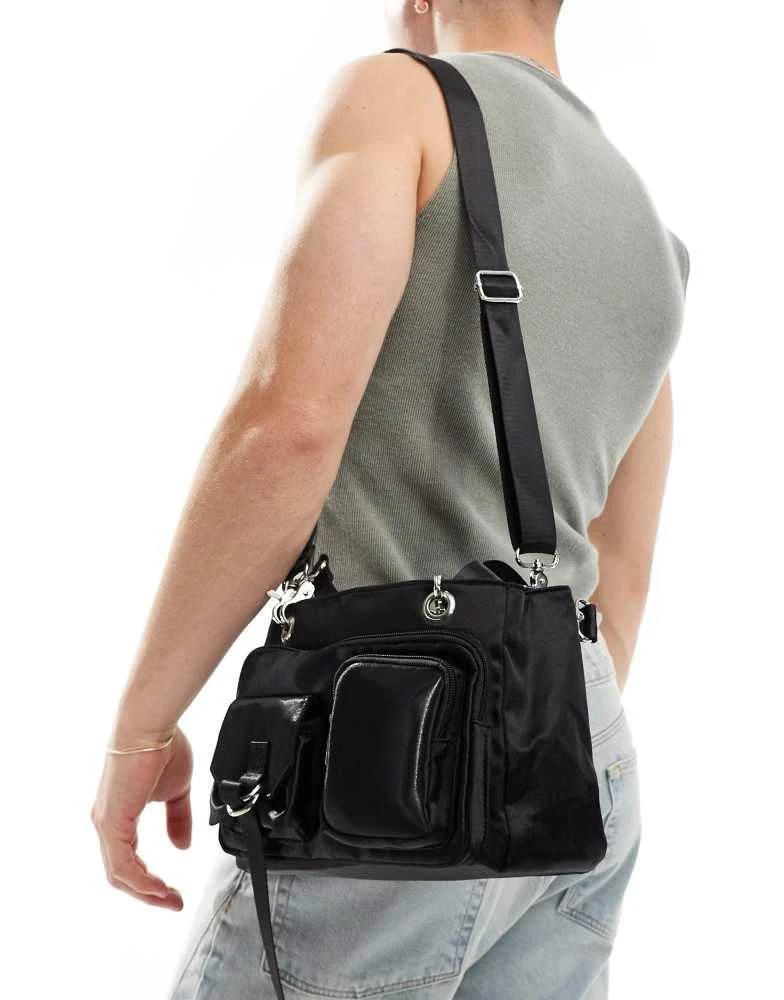 ASOS ASOS DESIGN cross body bag with cargo pockets in black 4