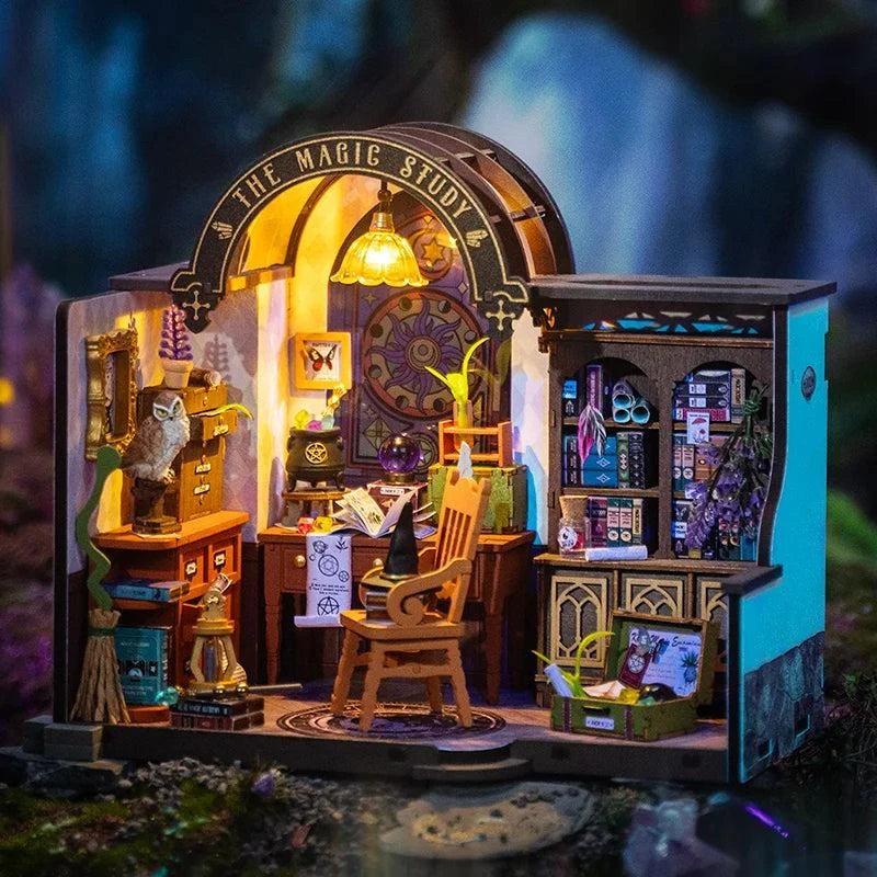 Robotime Rolife Magic Study DIY Miniature House with Decorative Magic Notebooks - 3D Wooden Puzzle DG166 3