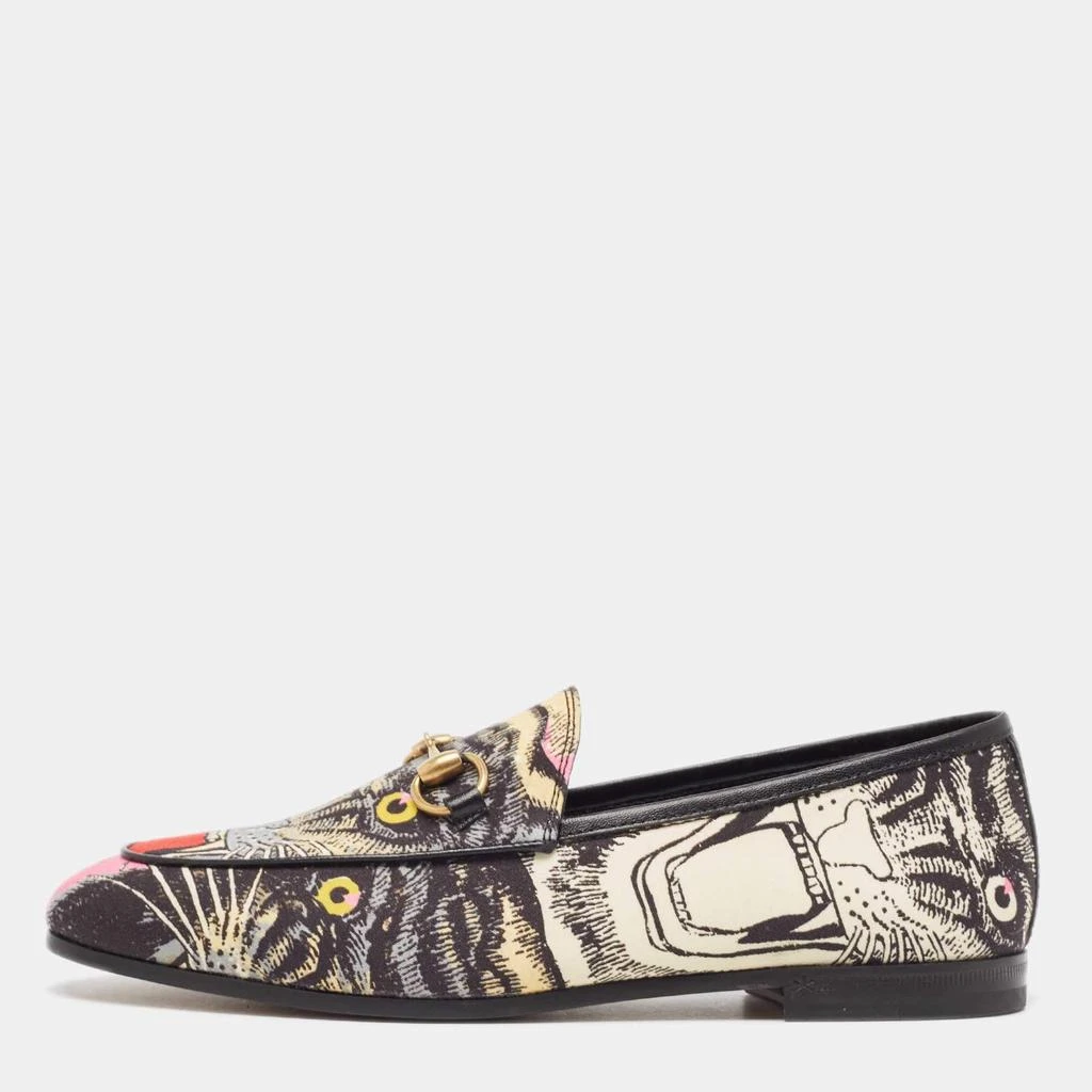 Gucci Gucci Multicolor Printed Fabric Jordaan Loafers Size 35 1