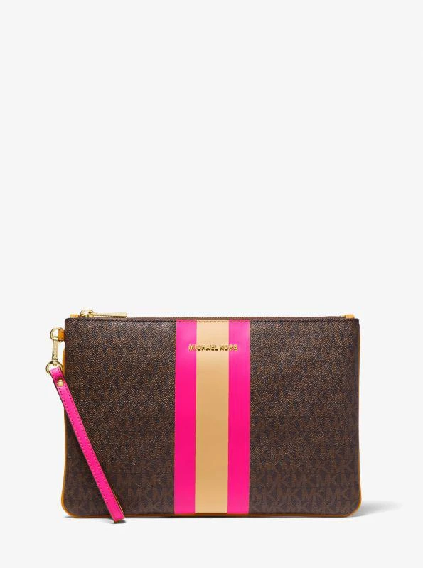 Michael Kors Large Logo Stripe Zip Pouch 1