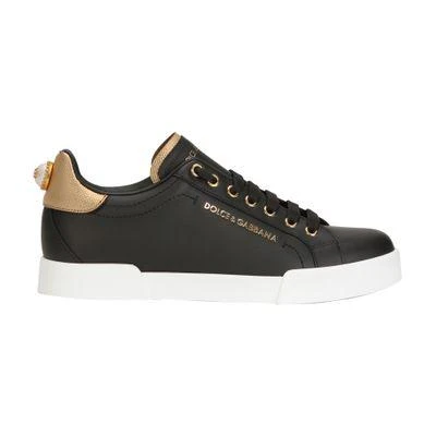 Dolce & Gabbana Portofino calfskin nappa sneakers with lettering 1
