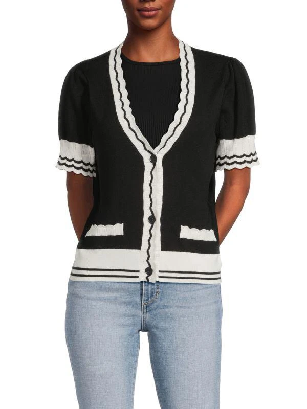 Design 365 Scalloped Striped Cardigan 1