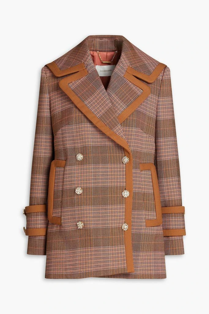 Zimmermann Double-breasted Prince of Wales checked tweed coat 1