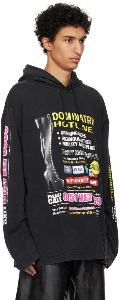 Vetements Black Jersey 'Dominatrix Hotline' Hoodie 2