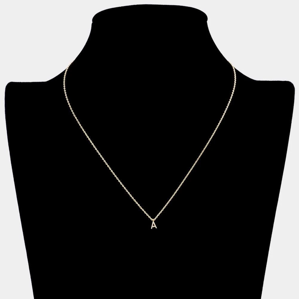 FASHNZFAB -A- Secret Box _ 14K Gold Dipped CZ Initial Monogram Pendant Necklace 2