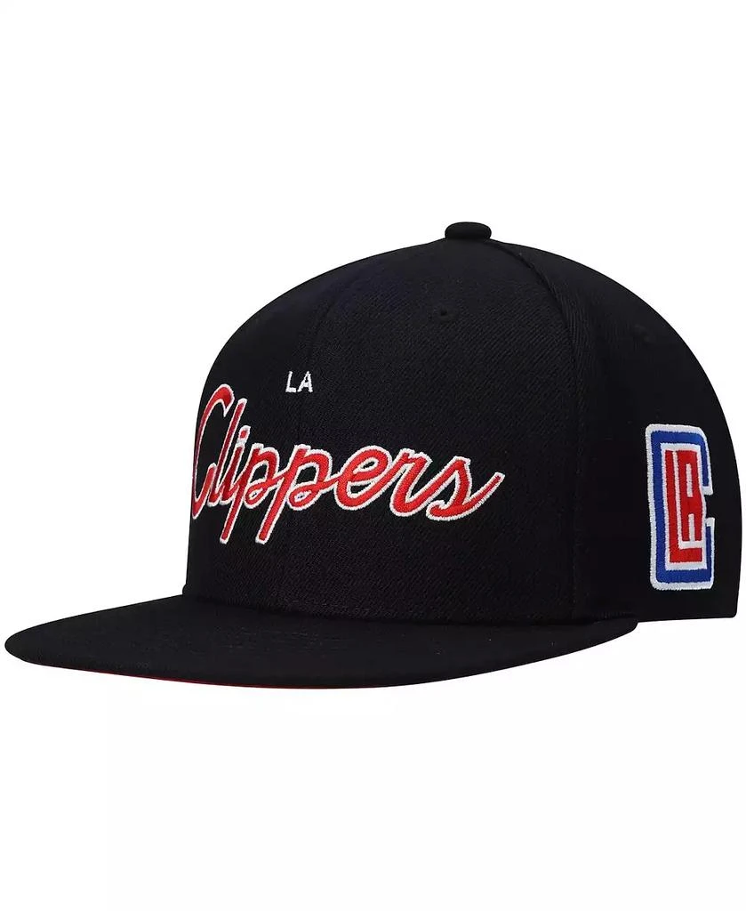 Mitchell & Ness Men's Black LA Clippers Hardwood Classics Script 2.0 Snapback Hat 1