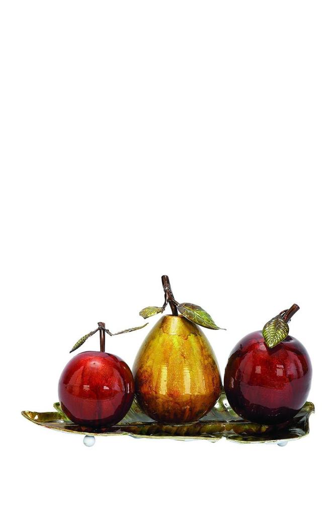 UMA Red Metal Decorative Fruit Sculpture with Platter