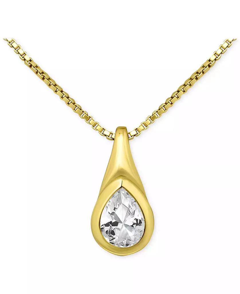 Giani Bernini Cubic Zirconia Pear-Shaped Pendant Necklace in Sterling Silver, 16" + 2" extender, Exclusively at Macy's 1