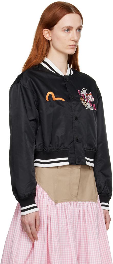 Evisu Black Fortune Cat Drumming Bomber Jacket