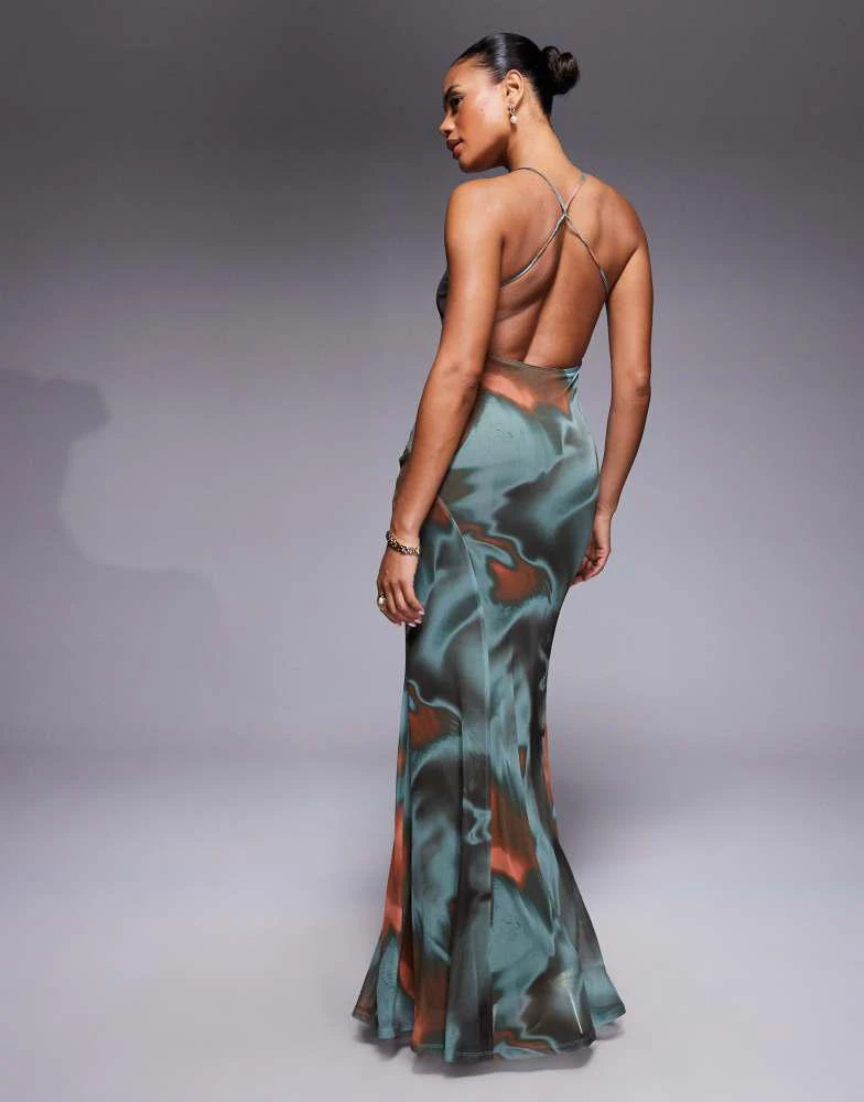 asos floral backless dress ASOS DESIGN halter neck low back maxi dress in floral print