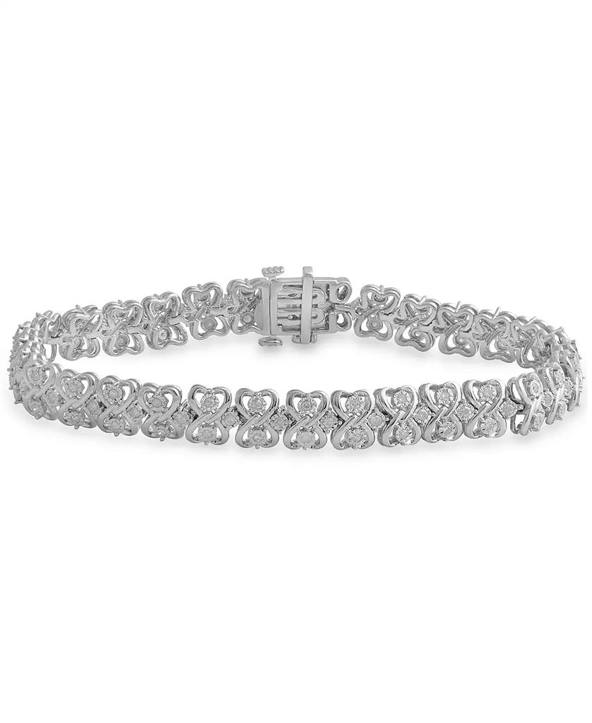 Macy's Diamond Heart Link Bracelet (1 ct. t.w.) in Sterling Silver