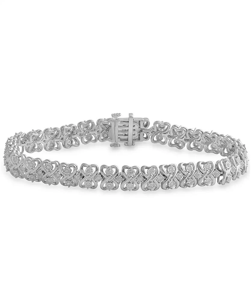 Macy's Diamond Heart Link Bracelet (1 ct. t.w.) in Sterling Silver 1