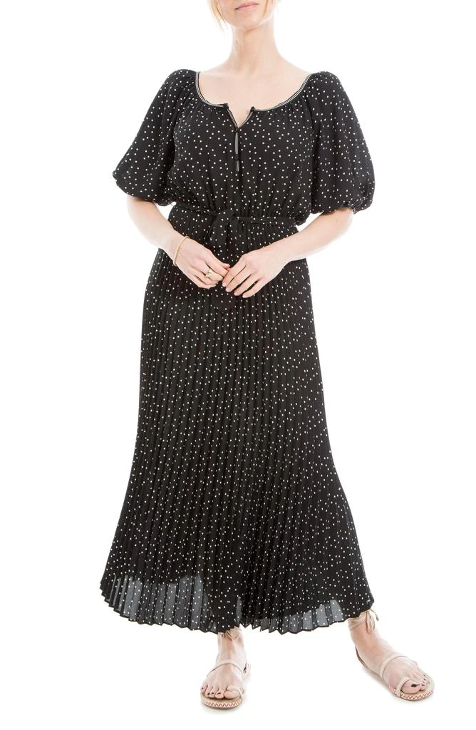 Max Studio Polka Dot Pleated Crepe Maxi Dress 6
