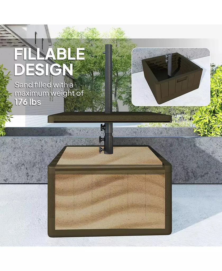 Outsunny Patio Umbrella Base with Table, Weighted Umbrella Sd, 5