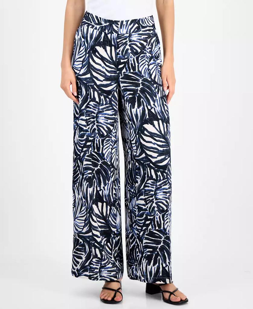 Tahari Women's Printed High-Rise Wide-Leg Pants