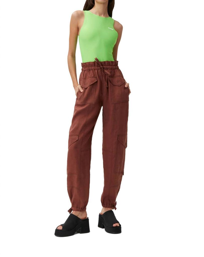GANNI 100% Hemp Cargo Pants In Root Beer