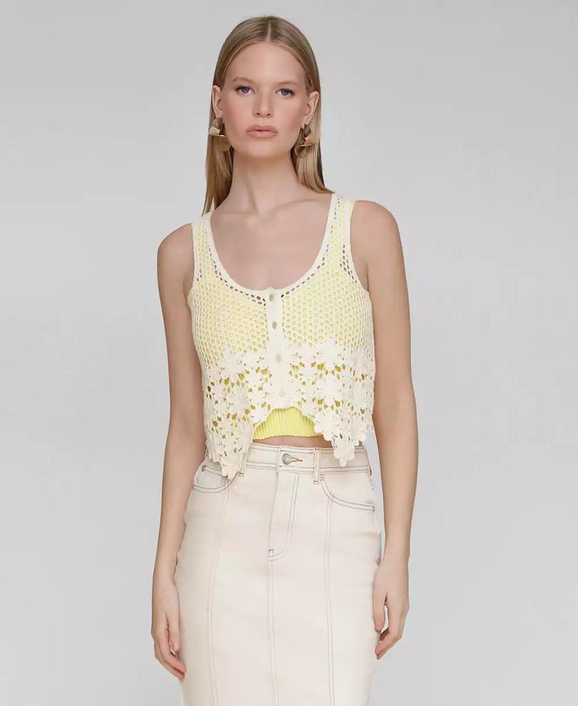 Avec Les Filles Women's Crocheted Bandeau-Lined Top