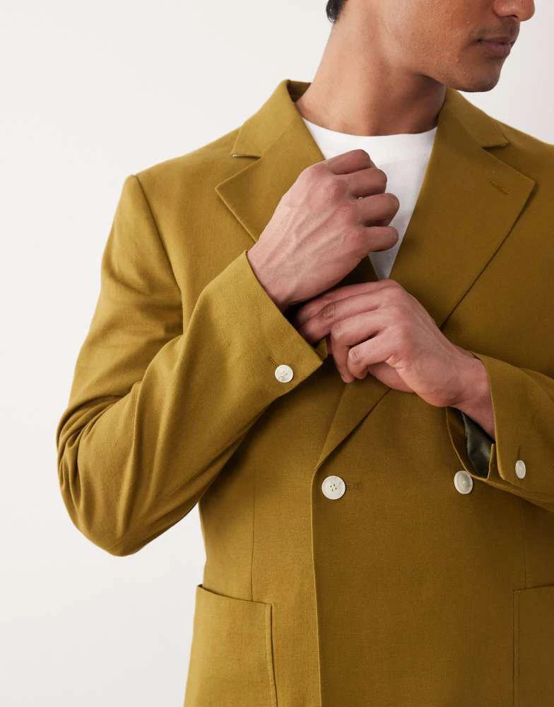 ASOS ASOS DESIGN slim suit jacket in khaki linen blend 4