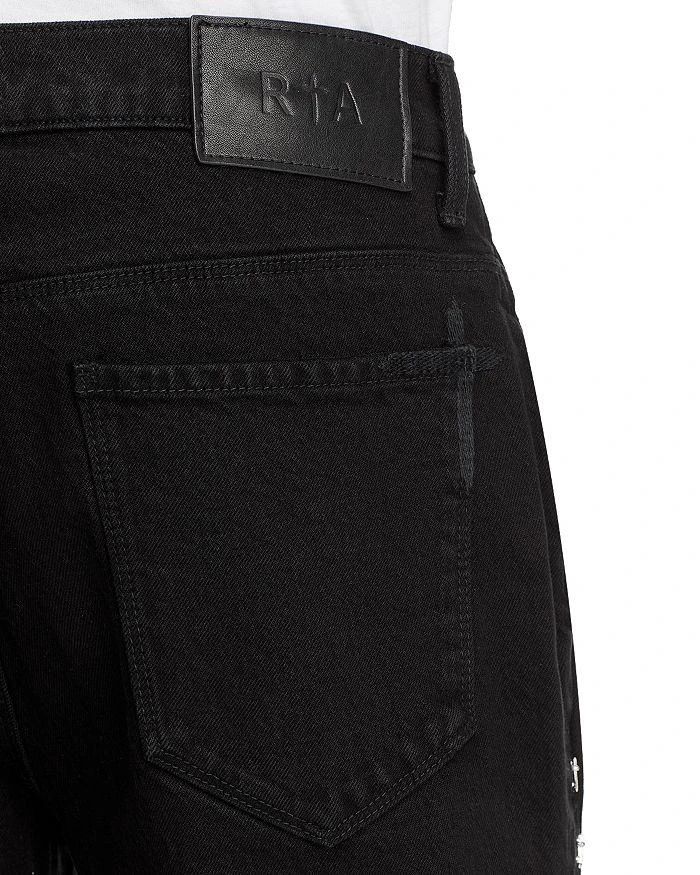 RTA Straight Fit Zed Cross Panel Jeans in Black 7