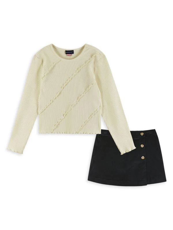 Andy & Evan Girl's 2-Piece Rib Knit Top & Corduroy Skirt Set 1