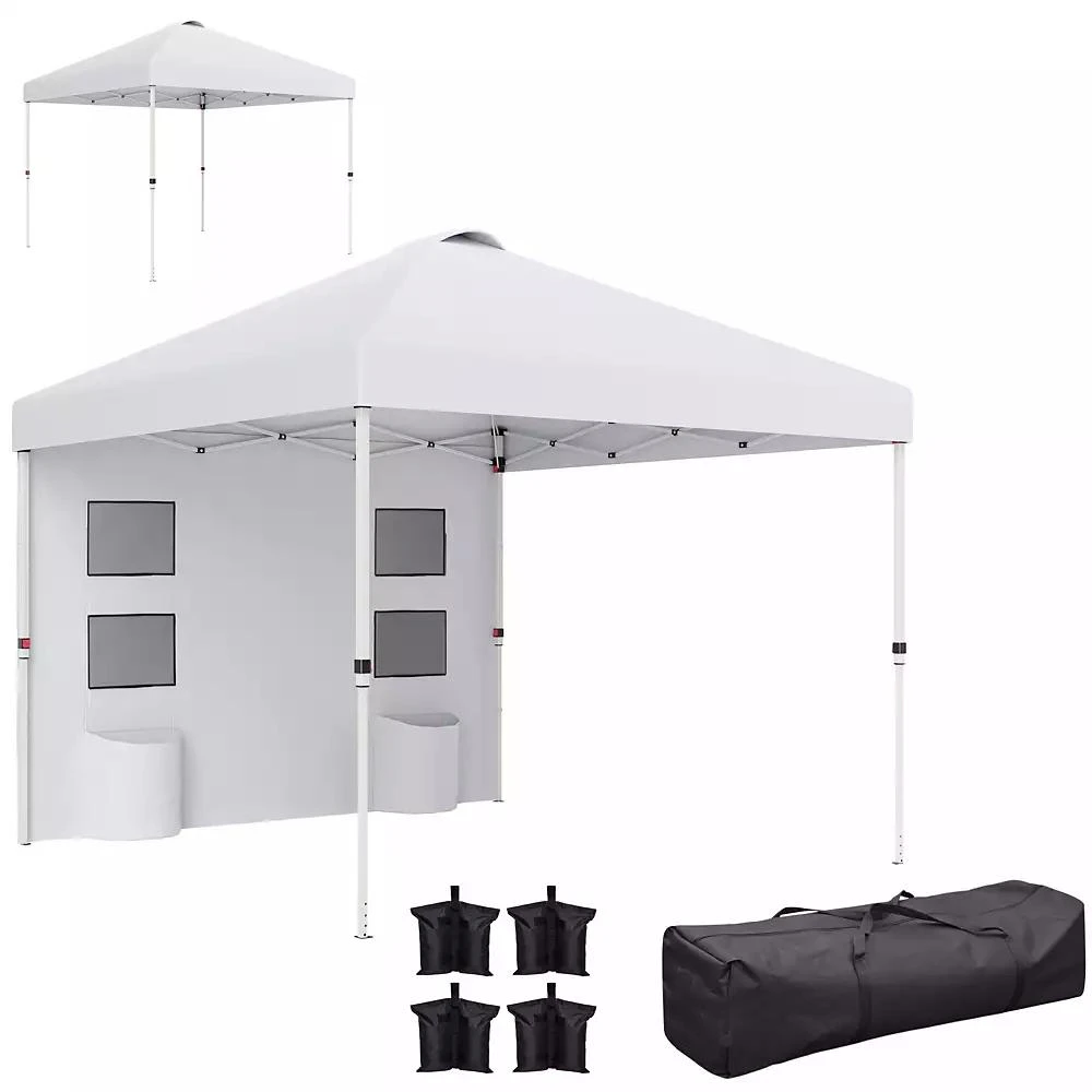 Outsunny 10
 x 10
 Pop Up Canopy Tent with Sidewall, UPF50+, Sea