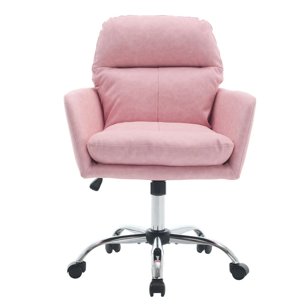 Streamdale Furniture Streamdale Office chair, PU leather, adjustable height, Black base, pink. 5