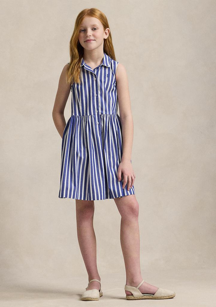 Ralph Lauren Girls 7-16 Striped Cotton Poplin Shirtdress