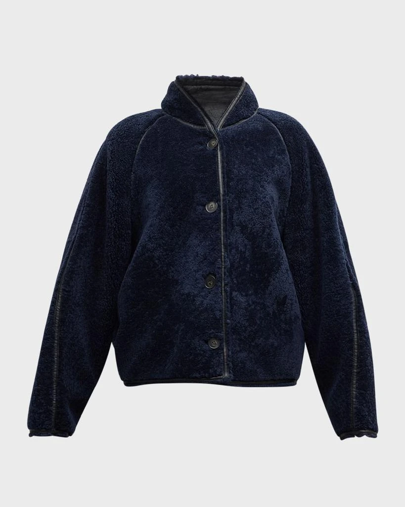 VANESSA BRUNO Dino Leather-Trim Shearling Jacket 1