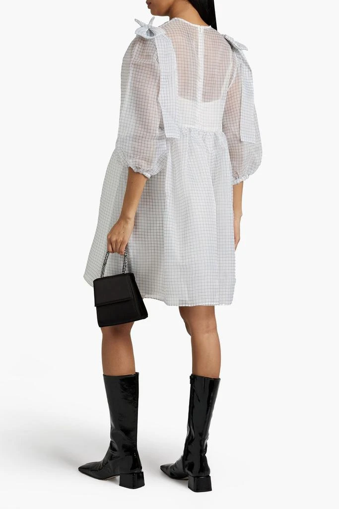 shrimps Max bow-embellished checked organza mini dress 3