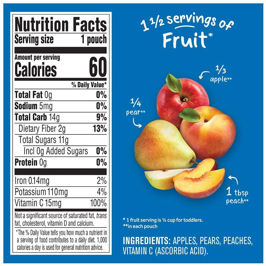Gerber Toddler Foods Pouch Apple Pear Peach 6
