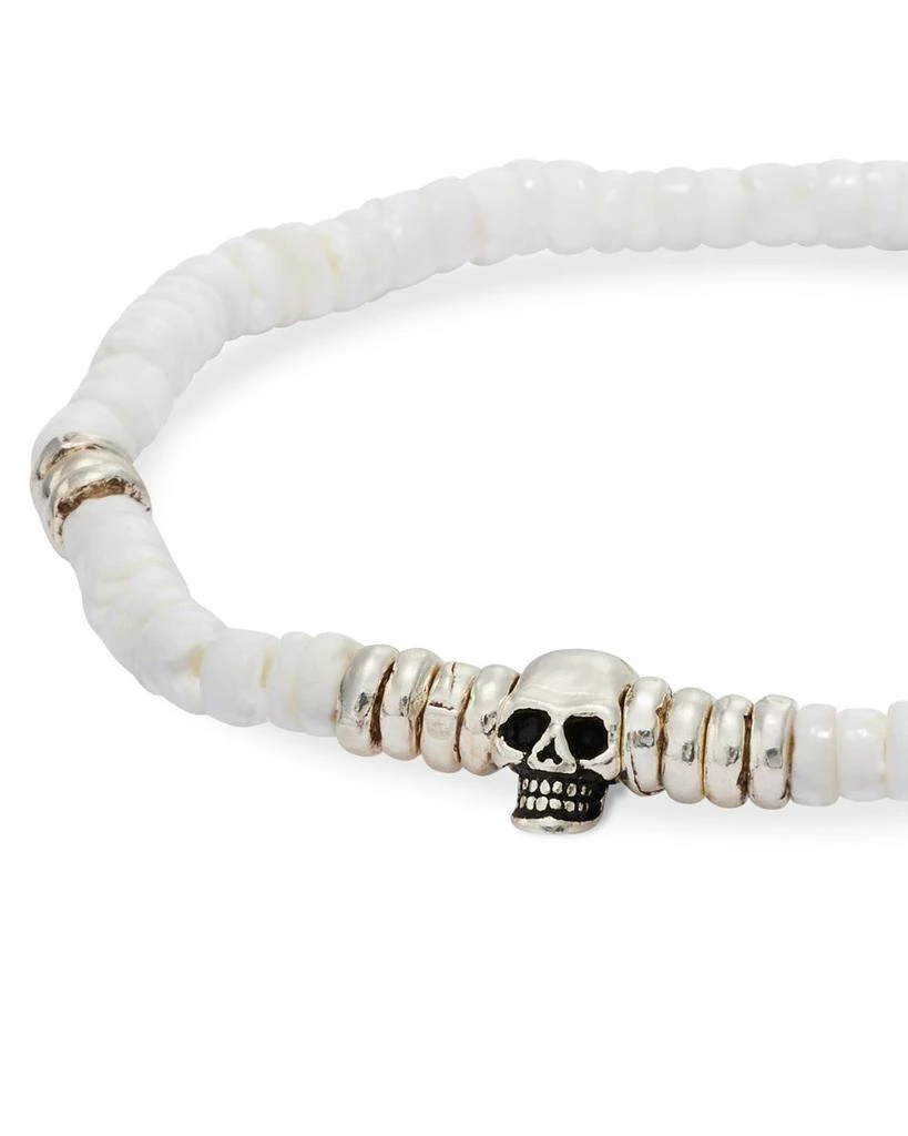 Jan Leslie Shell & Sterling Silver Beaded Skull Bracelet 2